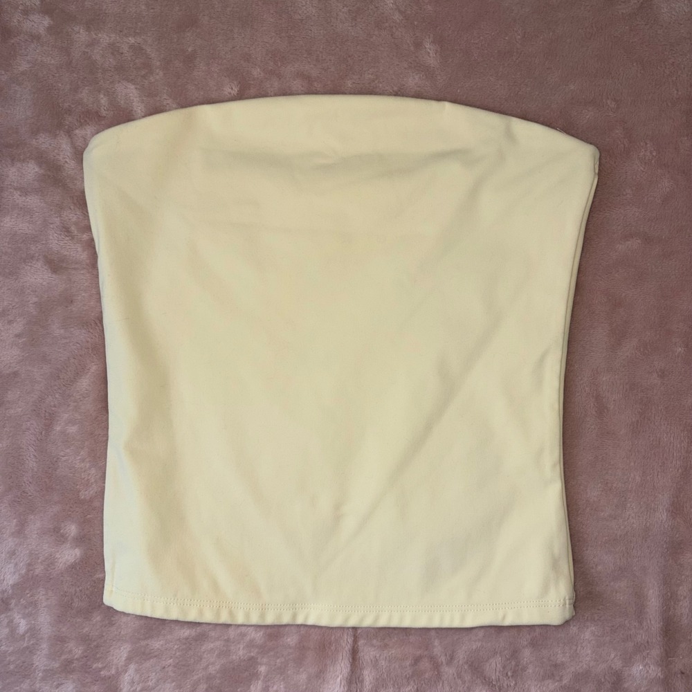 Garage butter Yellow Strapless Tube Top Cropped Bodycon Stretch Women Small